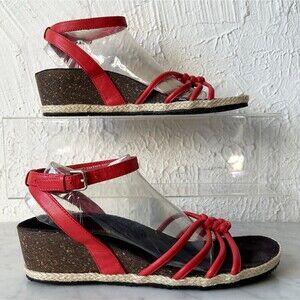 Weil Orthoheel Technology Red Serenity Sandal Ankle Strap Wedge Heel - Women's 9